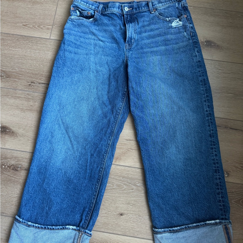 American Eagle Outfitters Stovepipe Cuffed Wide Leg Jeans